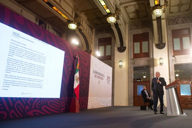 Presidente expone a Joseph Biden injerencia de Estados Unidos al financiar a Mexicanos contra la Corrupción