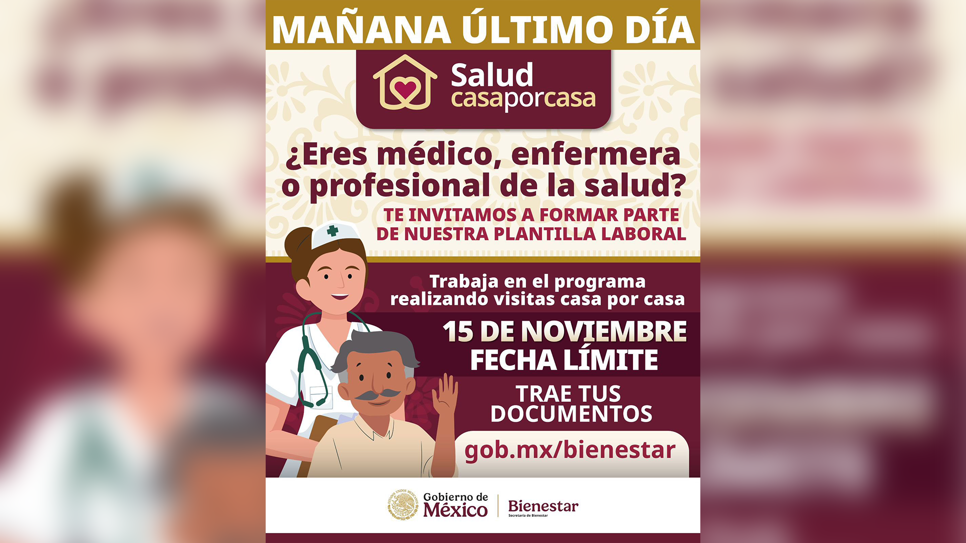 REGISTRO DE PROFESIONALES PARA PROGRAMA SALUD CASA POR CASA CONCLUYE EL 15 DE NOVIEMBRE: ARIADNA MONTIEL