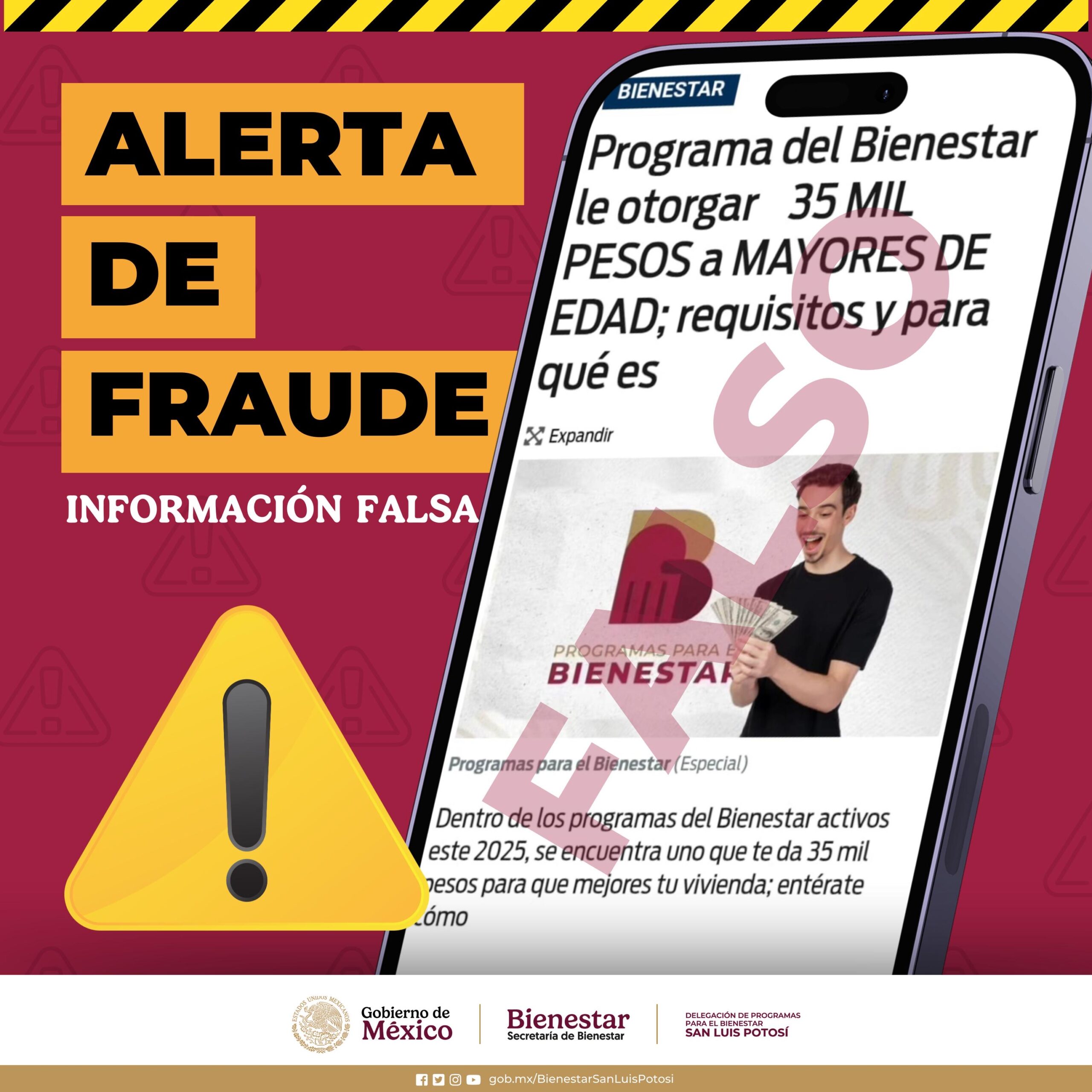 DELEGACIÓN DE PROGRAMAS PARA EL DESARROLLO SLP ALERTA SOBRE POSIBLES FRAUDES CON EL PROGRAMA VIVIENDA PARA EL BIENESTAR